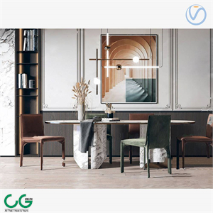 modern marble dining table chair 3d model